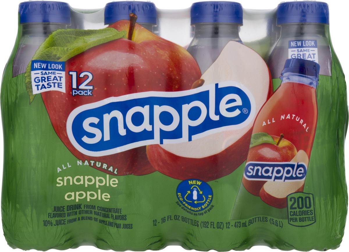 slide 8 of 10, Snapple Apple Juice Drink recycled plastic bottle, 12 ct