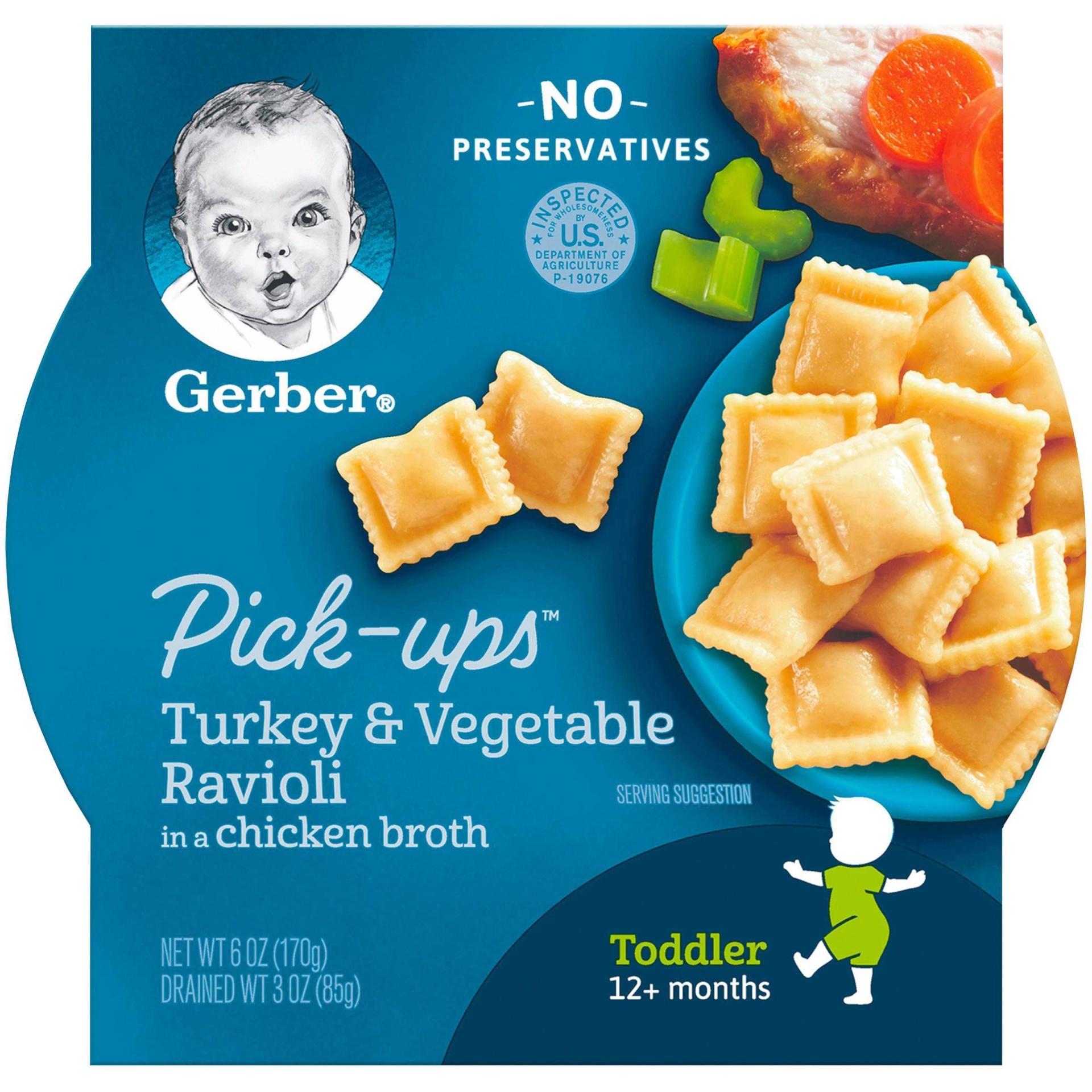slide 1 of 9, Gerber Graduates Pasta Pick-ups Turkey & Vegetable Ravioli, 6 oz