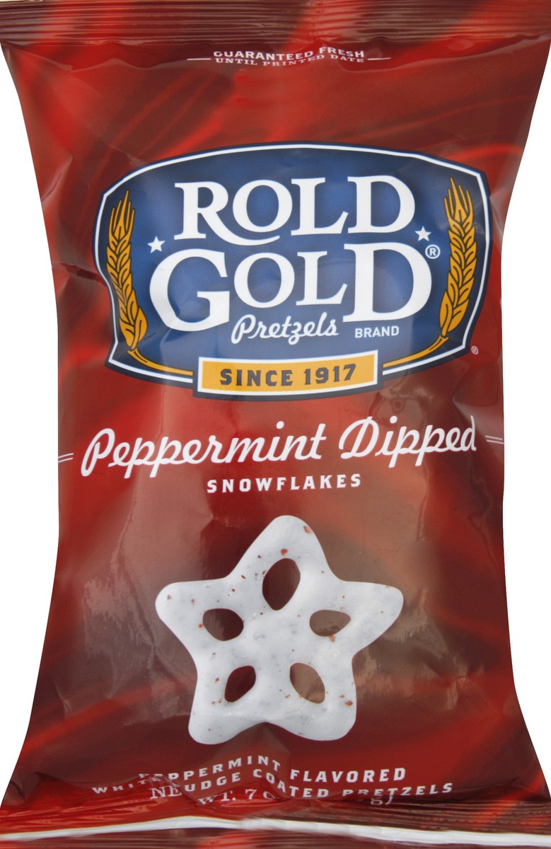 slide 5 of 6, Rold Gold Peppermint Dipped Snowflake Pretzels, 7 oz