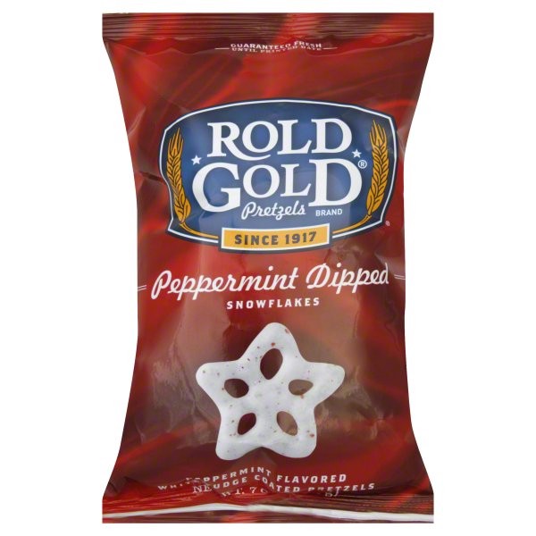 slide 1 of 3, Rold Gold Peppermint Dipped Snowflake Pretzels, 7 oz