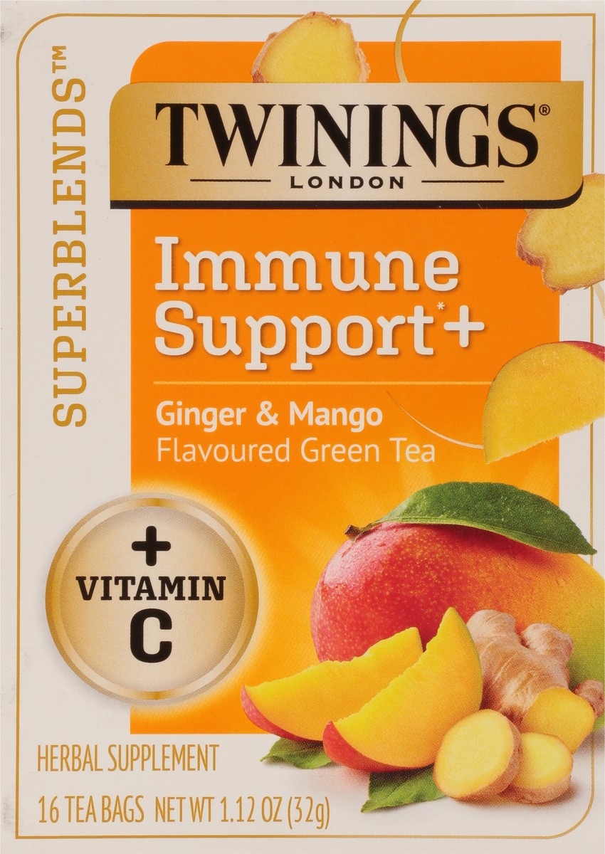 slide 2 of 9, Twining Tea Superblends Immune Support Ginger & Mango Flavoured Green Tea - 16 ct, 1 ct
