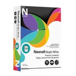 Neenah Bright White Premium Card Stock, Letter Size, White, Pack Of 250 Sheets