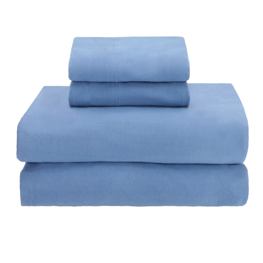 slide 2 of 2, Everyday Living Jersey Sheet Set - 4 Piece - Coronet Blue, King Size