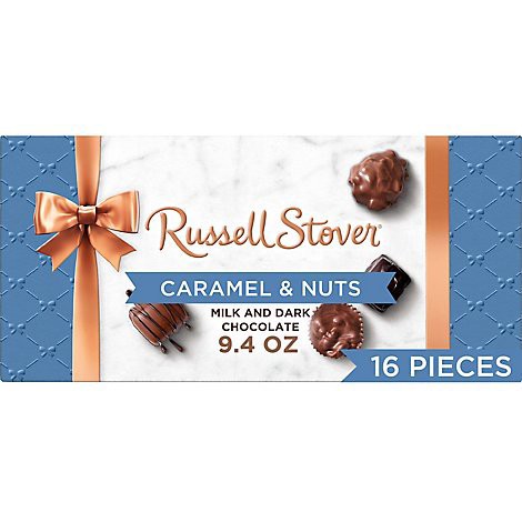slide 1 of 1, Russell Stover Caramels & Nuts In Milk & Dark Chocolate Gift Box - 9.4 Oz, 9.4 oz