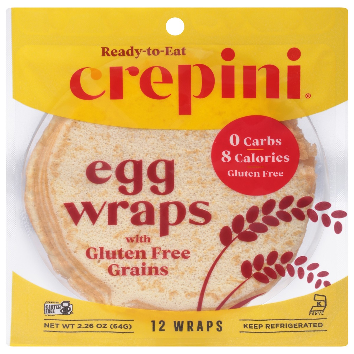 slide 1 of 9, Crepini Egg Wraps, Gluten Free Grains, 12 ct