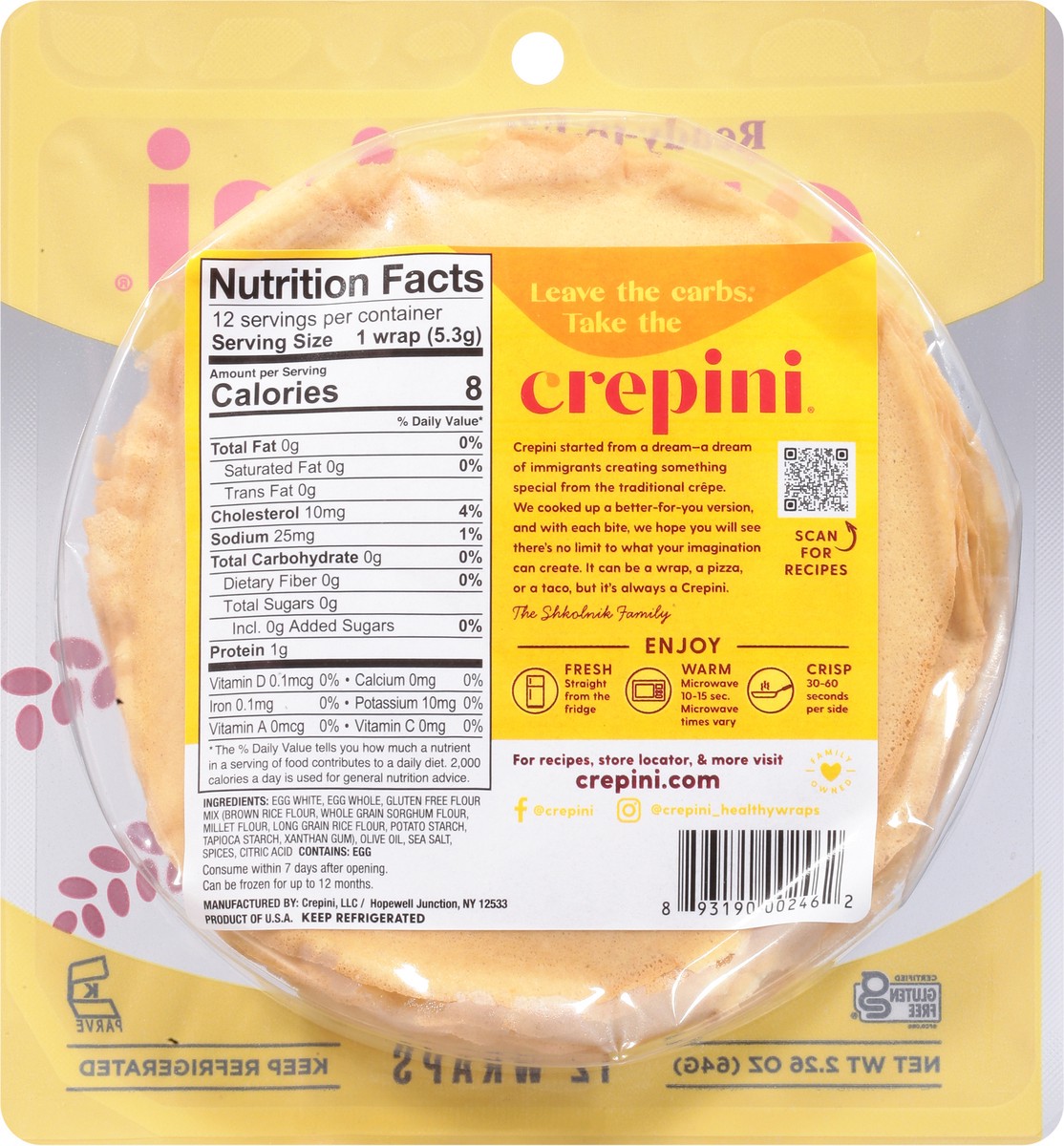 slide 3 of 9, Crepini Egg Wraps, Gluten Free Grains, 12 ct