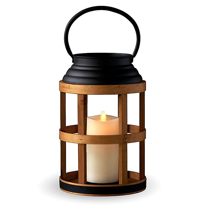 slide 1 of 1, Luminara Octagon Lantern Real-Flame Effect Pillar Candle, 1 ct