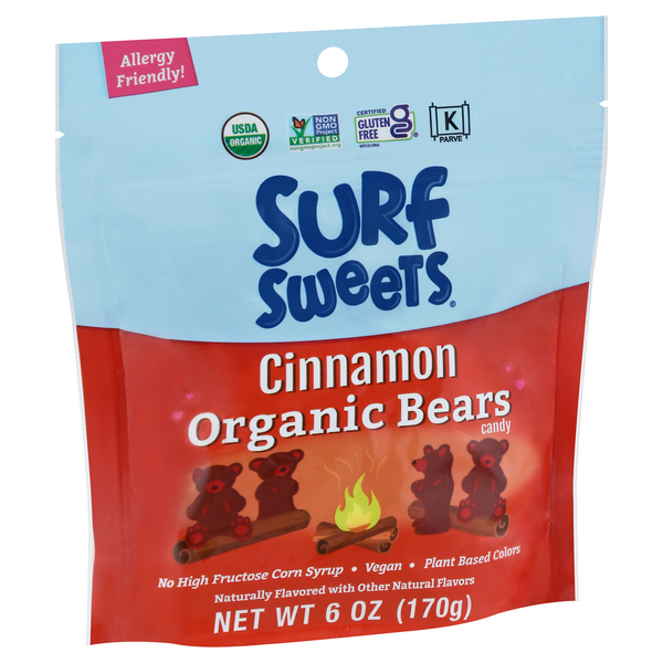 slide 1 of 1, Surf Sweets Candy, Organic, Cinnamon, Bears, 6 oz