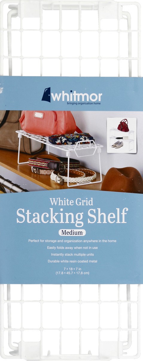 slide 3 of 5, Whitmor Stacking Shelf - White, 7 in x 18 in x 7 in