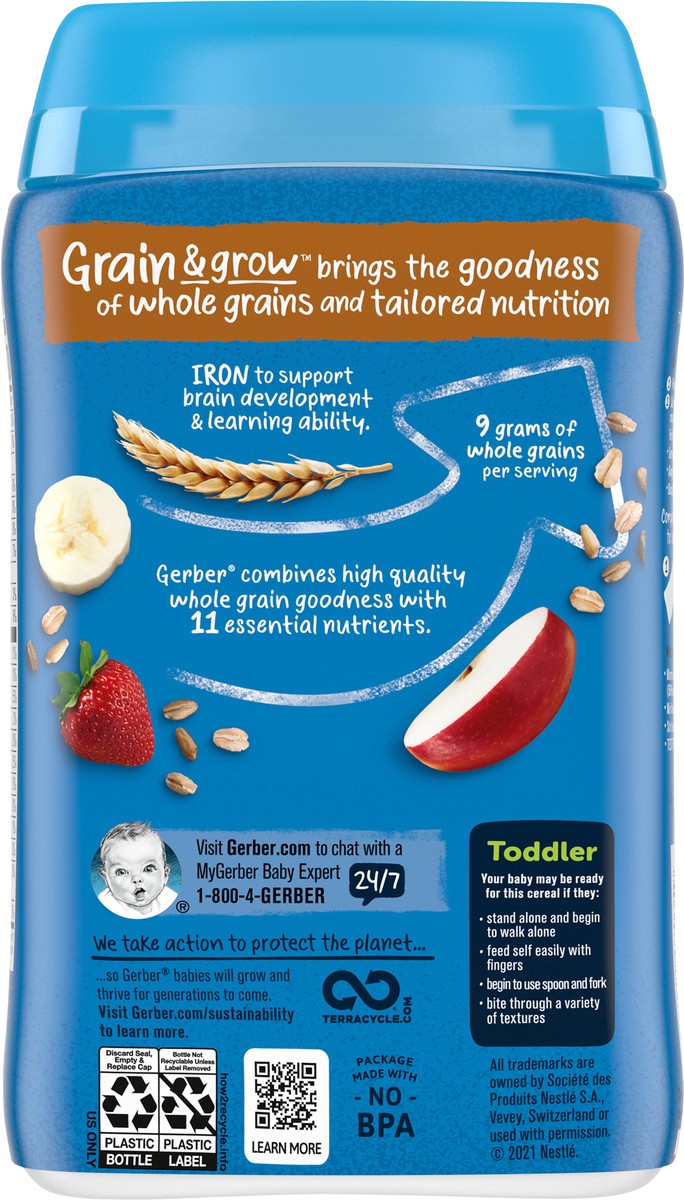 slide 2 of 9, Gerber Hearty Bits Banana Apple Strawberry Multigrain Cereal, 8 oz