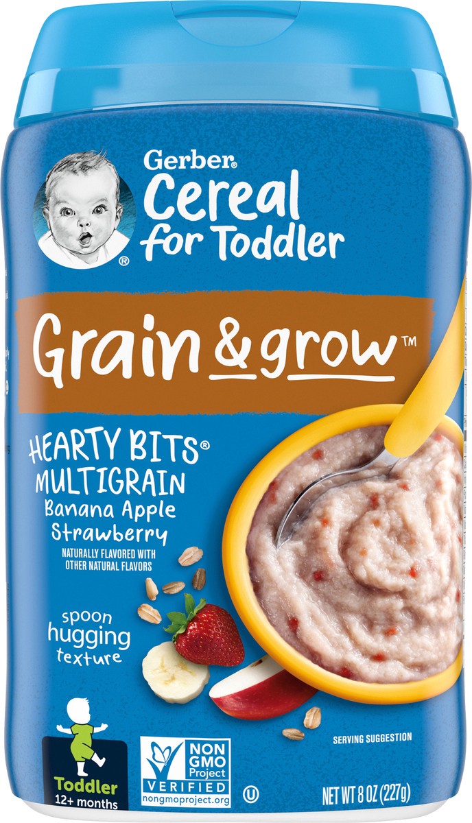 slide 6 of 9, Gerber Hearty Bits Banana Apple Strawberry Multigrain Cereal, 8 oz