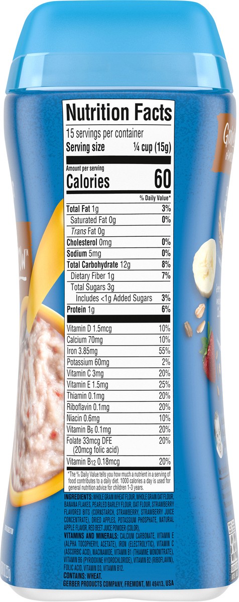 slide 4 of 9, Gerber Hearty Bits Banana Apple Strawberry Multigrain Cereal, 8 oz