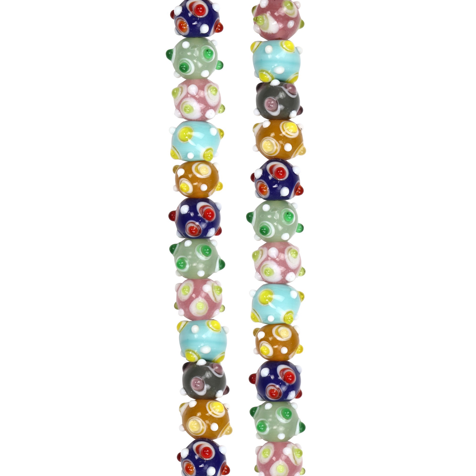 slide 3 of 3, Multicolor Lamp Work Glass Round Beads By Bead Landing, 10mm-13mm