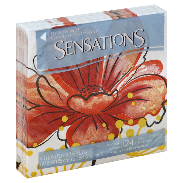 slide 1 of 1, Sensations Bold Blossom Beverage Napkin, 24 ct