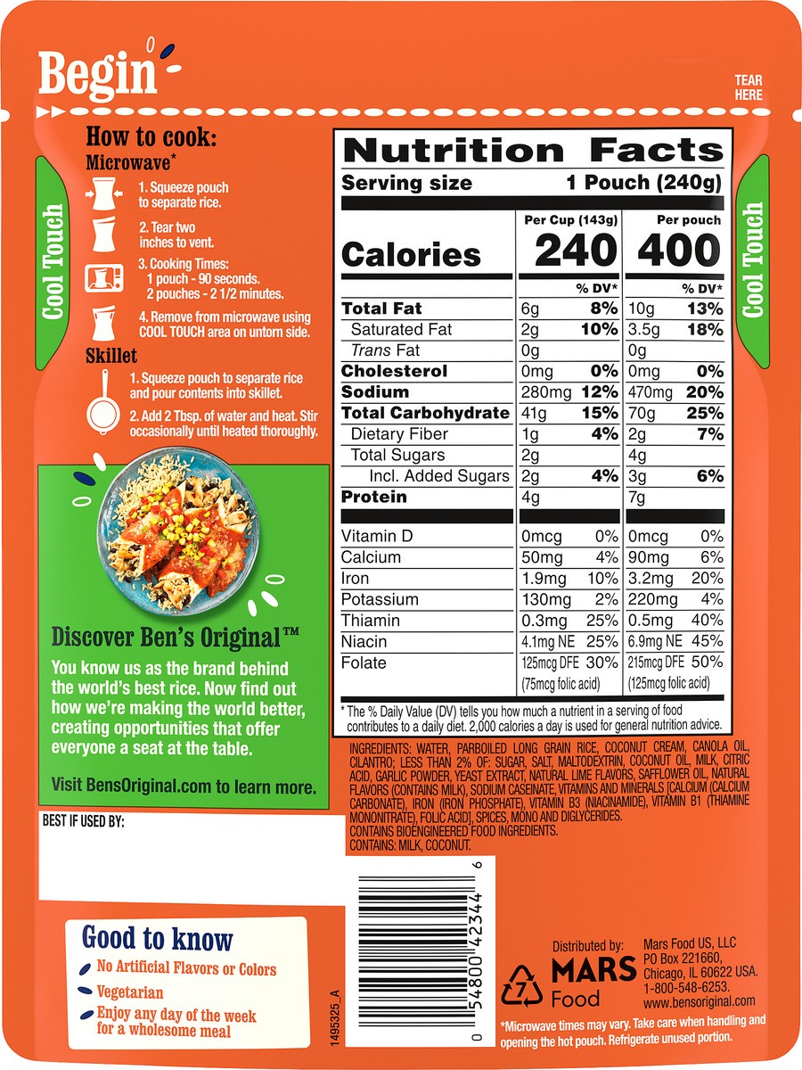 slide 6 of 9, Ben's Original Rice, Cilantro Lime Flavored, 8.5 oz