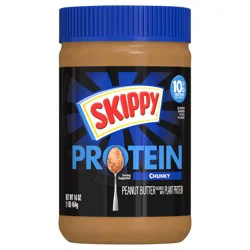 SKIPPY Chunky Peanut Butter Blended with Plant Protein, 16oz Plastic Jar