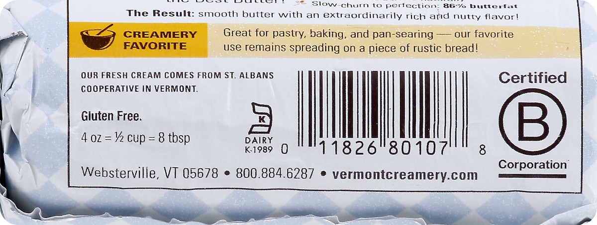 slide 3 of 8, Vermont Creamery Cultured Butter 4 oz, 4 oz