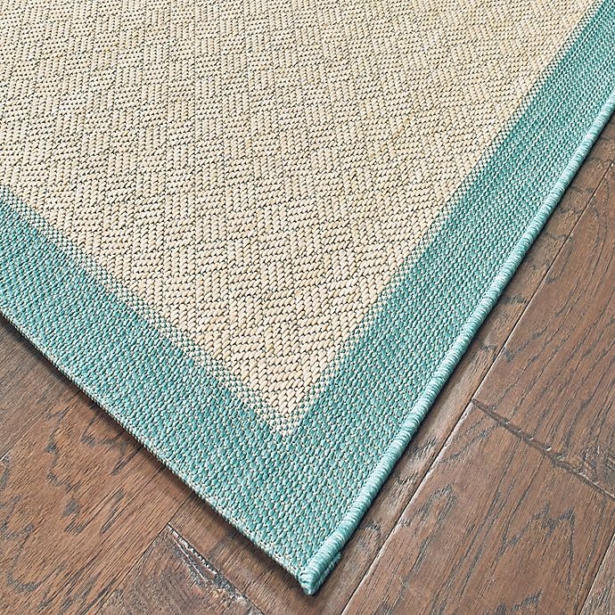 slide 2 of 5, Destination Summer Miami Border Indoor/Outdoor Accent Rug - Aqua, 2 ft 7 in x 4 ft 2 in