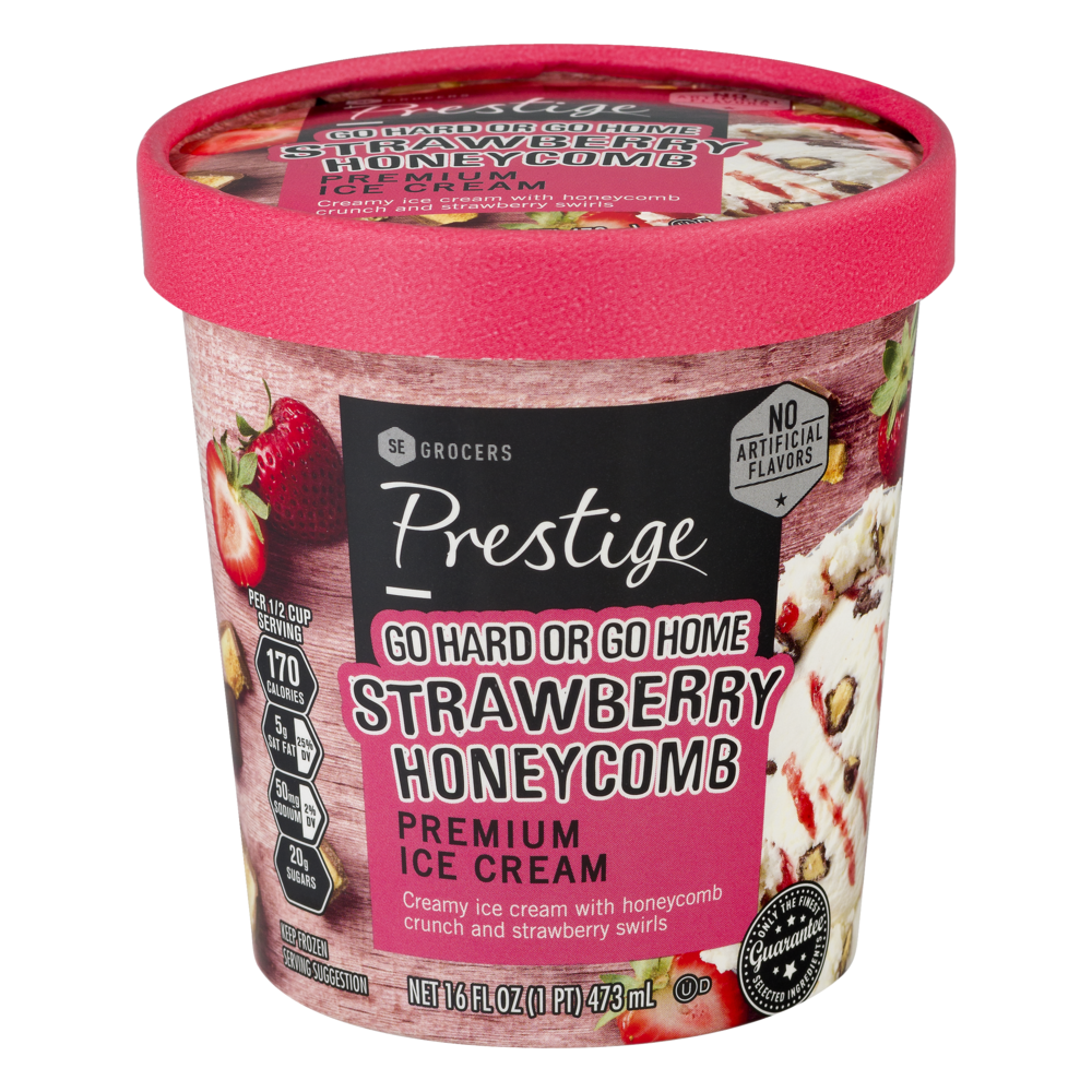 slide 1 of 1, SE Grocers Prestige Strawberry Honeycomb Ice Cream, 16 oz