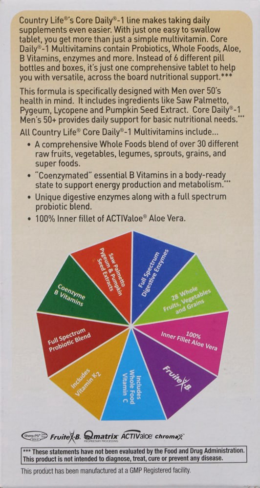 slide 3 of 4, Country Life Core Daily-1 Men 50+ Multivitamin Tablets, 60 ct
