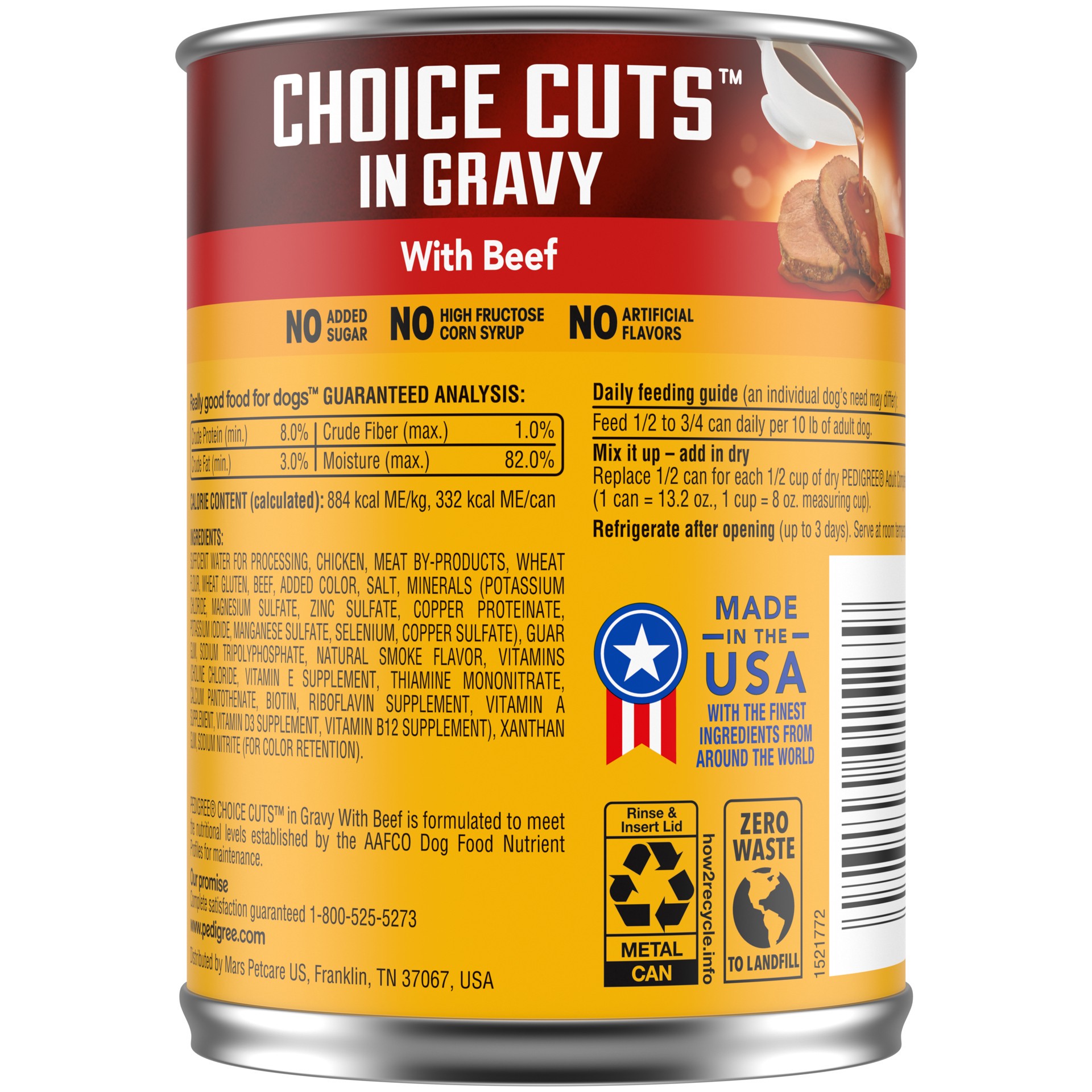 slide 2 of 7, PEDIGREE CHOICE CUTS IN GRAVY Adult Canned Soft Wet Dog Food, with Beef, (12, 13.2 oz