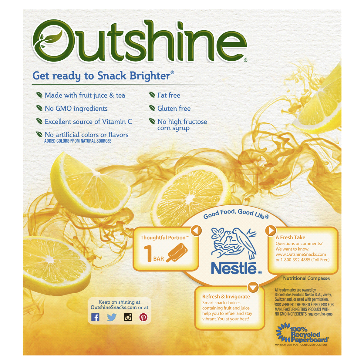 slide 2 of 2, Outshine Lemon Black Tea Fruit & Tea Bars, 6 ct