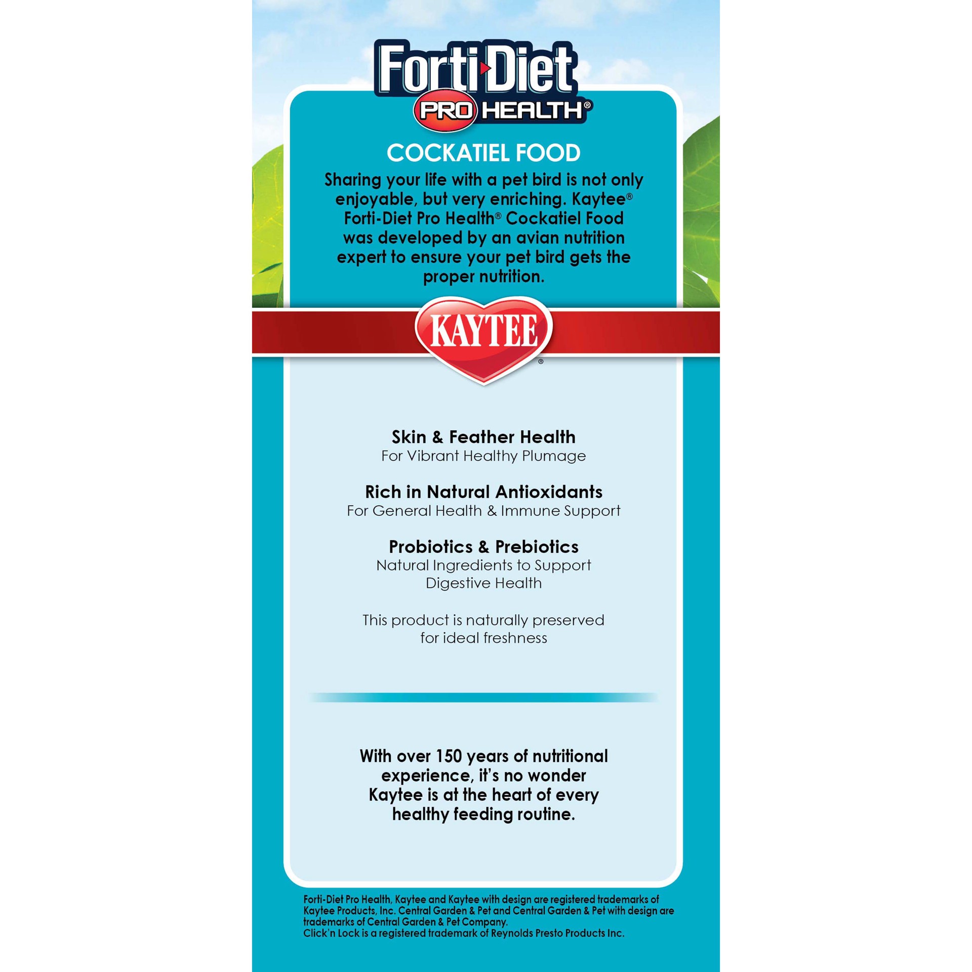 slide 5 of 10, Kaytee Forti-Diet Pro Health Nourish+Protect Cockatiel Food, 5 lbs., 1 ct