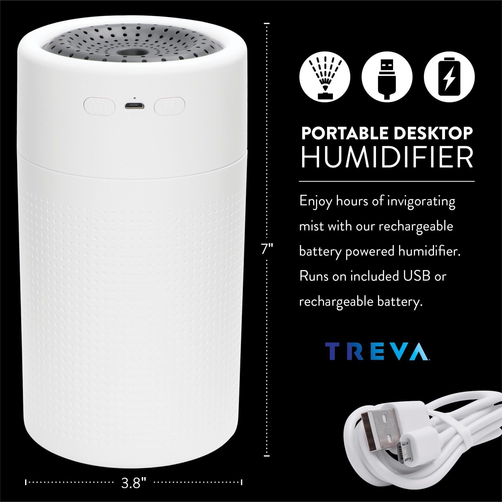 slide 2 of 6, Treva Rechargeable Humidfr Night Light L, 1 ct