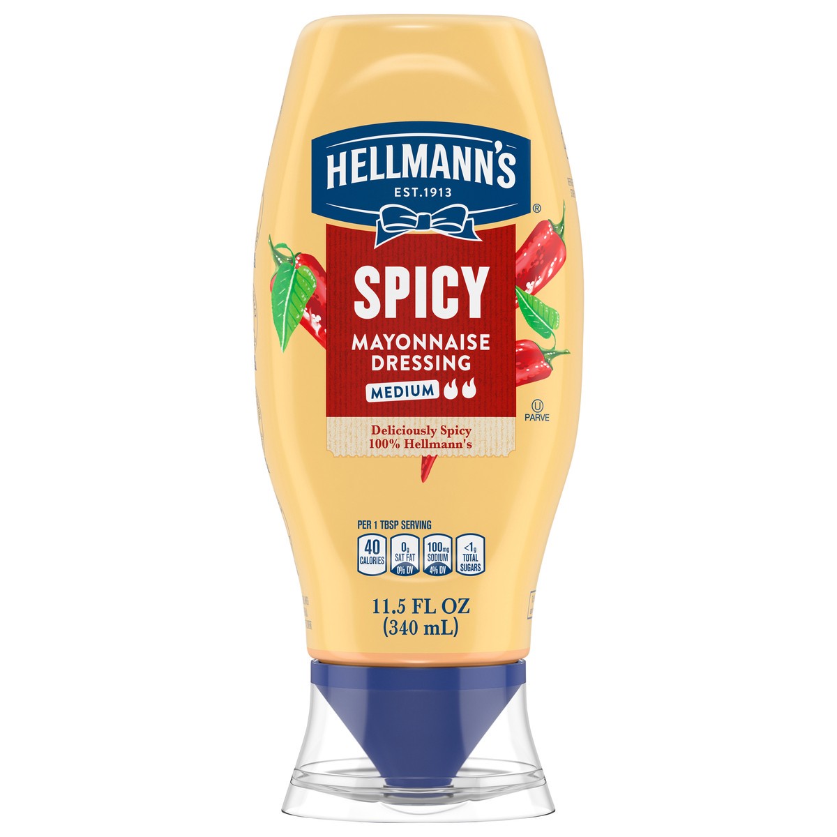 slide 1 of 8, Hellmann's Spicy Mayonnaise Dressing Squeeze Bottle 11.5 oz, 11.5 fl oz