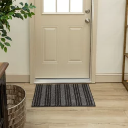 Mohawk Tunica Stripe Charcoal Scatter Rug 20x30 in