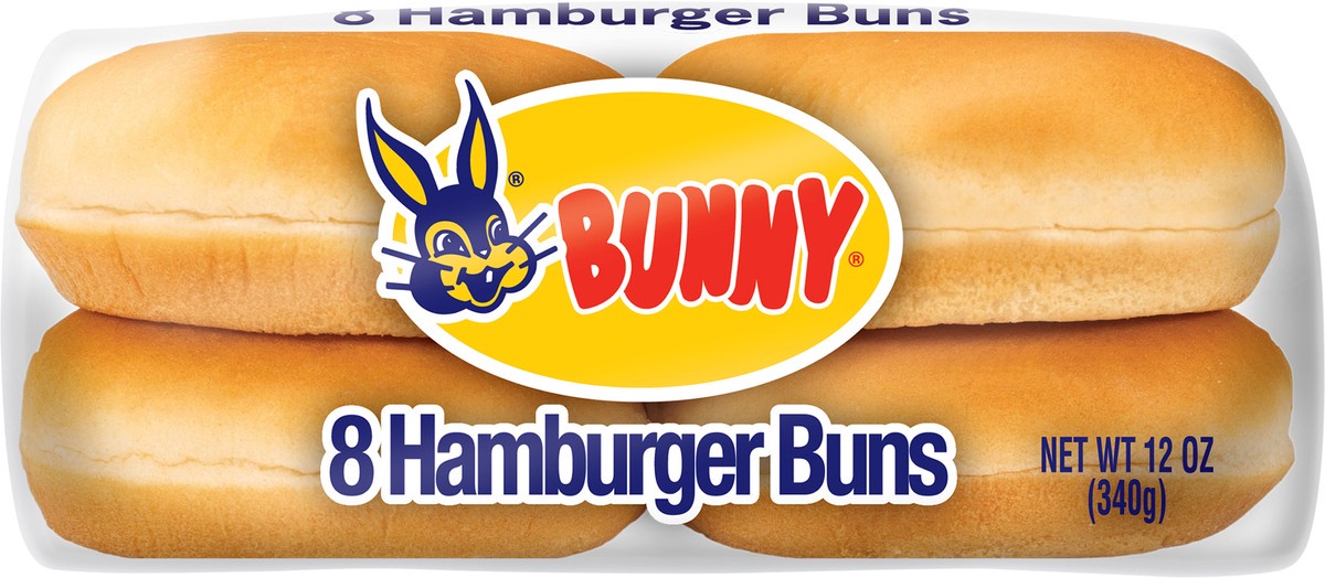 slide 10 of 13, Bunny Bread Hamburger Buns, Enriched Sliced White Bread Hamburger Buns, 8 Count, 8 ct