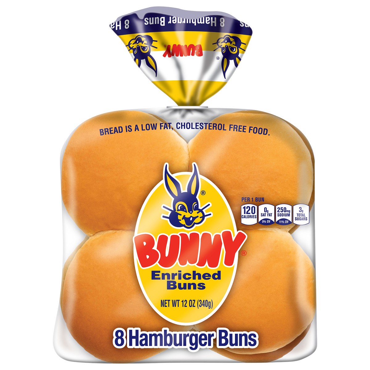 slide 7 of 13, Bunny Bread Hamburger Buns, Enriched Sliced White Bread Hamburger Buns, 8 Count, 8 ct