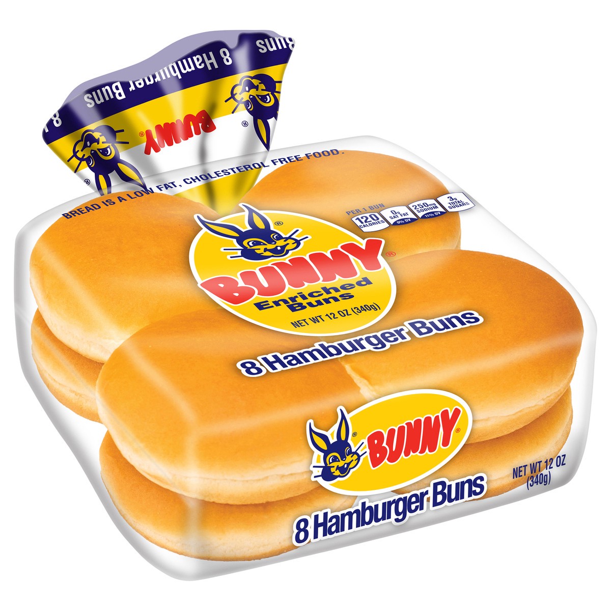 slide 5 of 13, Bunny Bread Hamburger Buns, Enriched Sliced White Bread Hamburger Buns, 8 Count, 8 ct