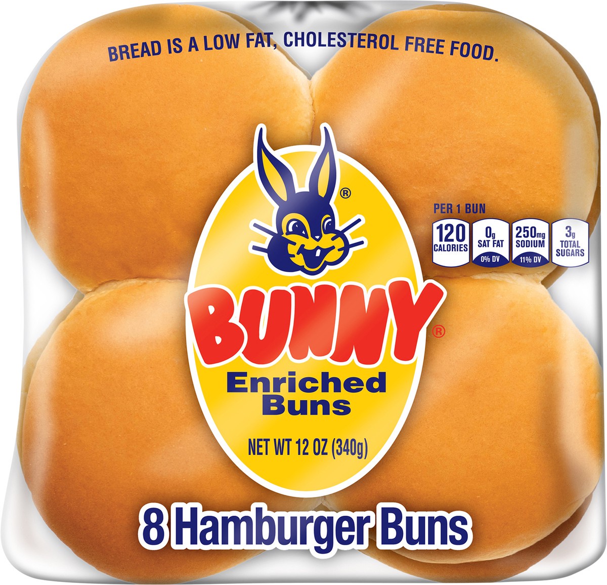 slide 11 of 13, Bunny Bread Hamburger Buns, Enriched Sliced White Bread Hamburger Buns, 8 Count, 8 ct