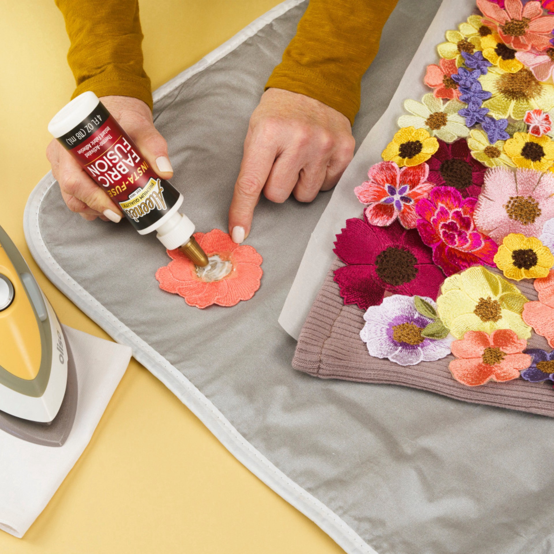 slide 4 of 6, Aleene's 4 oz Insta-Fuse Fabric Fusion Instant Fabric Adhesive, 4 oz