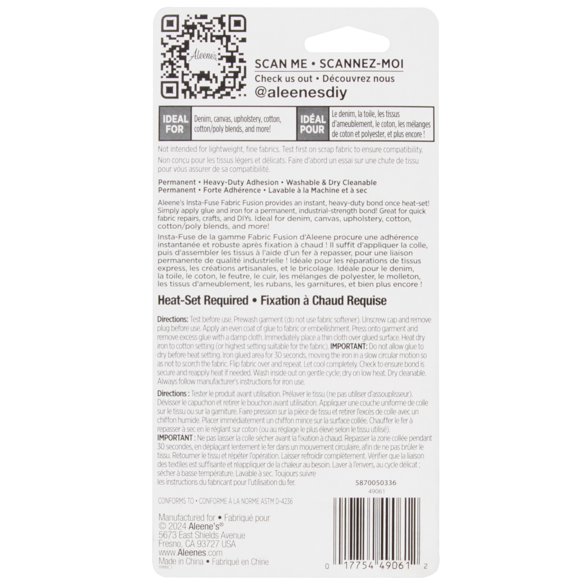 slide 6 of 6, Aleene's 4 oz Insta-Fuse Fabric Fusion Instant Fabric Adhesive, 4 oz