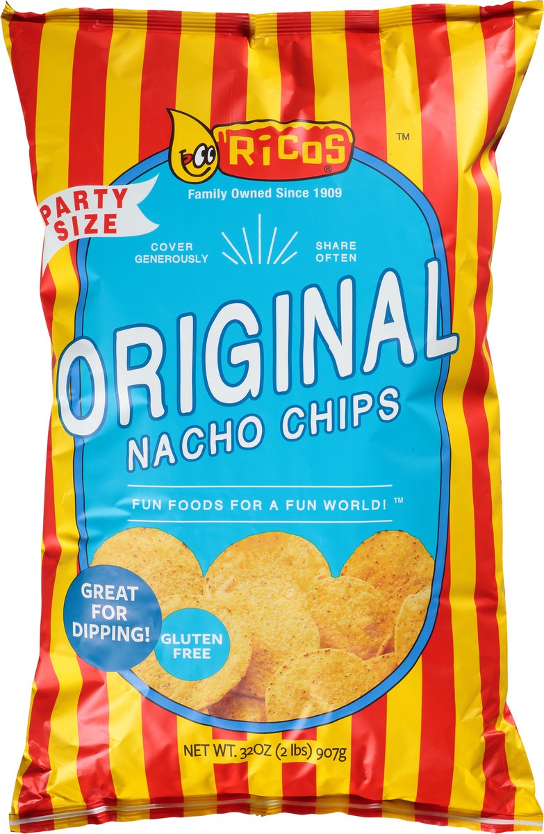 slide 1 of 13, Rico's Party Size Original Nacho Chips 32 oz, 32 oz