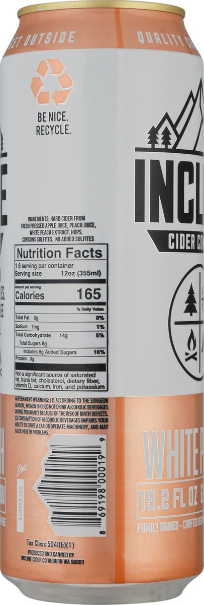 slide 6 of 12, Incline Cider Company White Peach Beer 19.2 fl oz, 19.2 fl oz