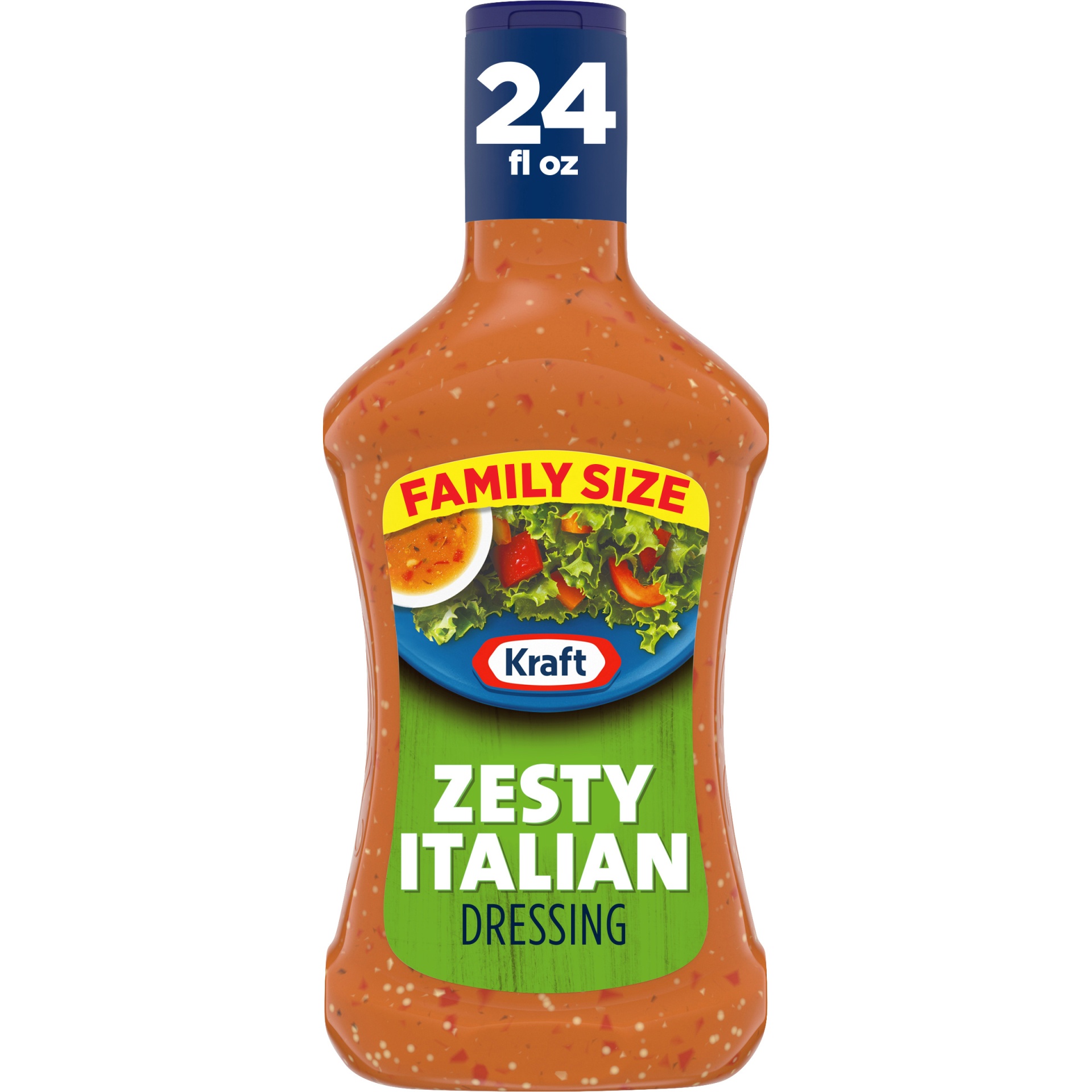 slide 1 of 1, Kraft Zesty Italian Salad Dressing Family Size Bottle, 24 fl oz