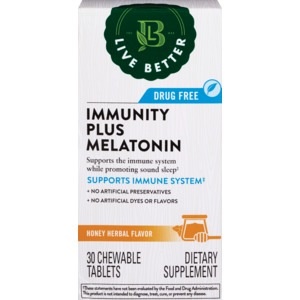 slide 1 of 1, Live Better Adult Immunity + Melatonin - Honey Herbal Flavor, 30 ct