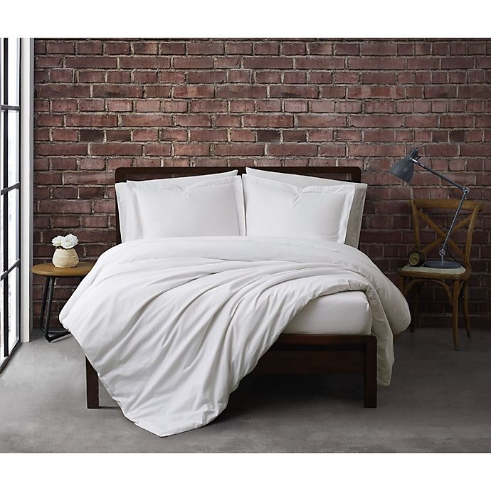 slide 1 of 3, Sean John Solid Cotton Percale Twin XL Duvet Cover Set - White, 2 ct