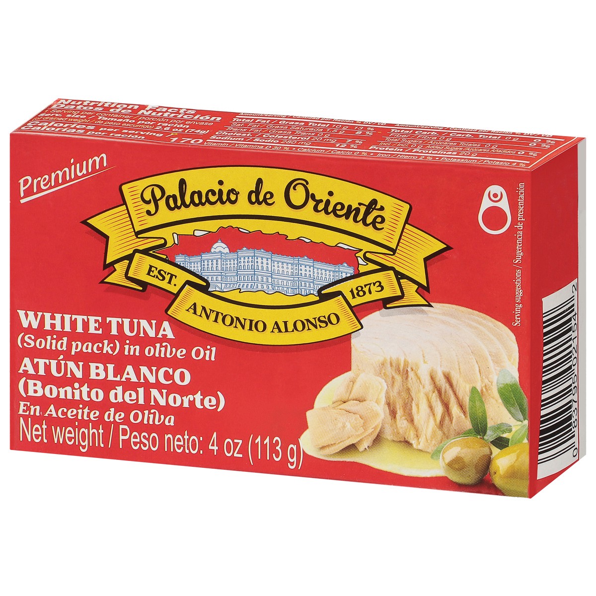 slide 4 of 9, Palacio de Oriente Premium White Tuna in Olive Oil Solid Pack 4 oz, 3.8 oz