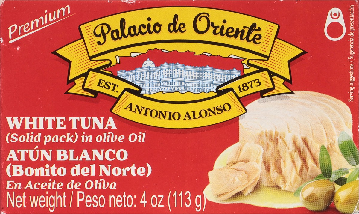 slide 8 of 9, Palacio de Oriente Premium White Tuna in Olive Oil Solid Pack 4 oz, 3.8 oz