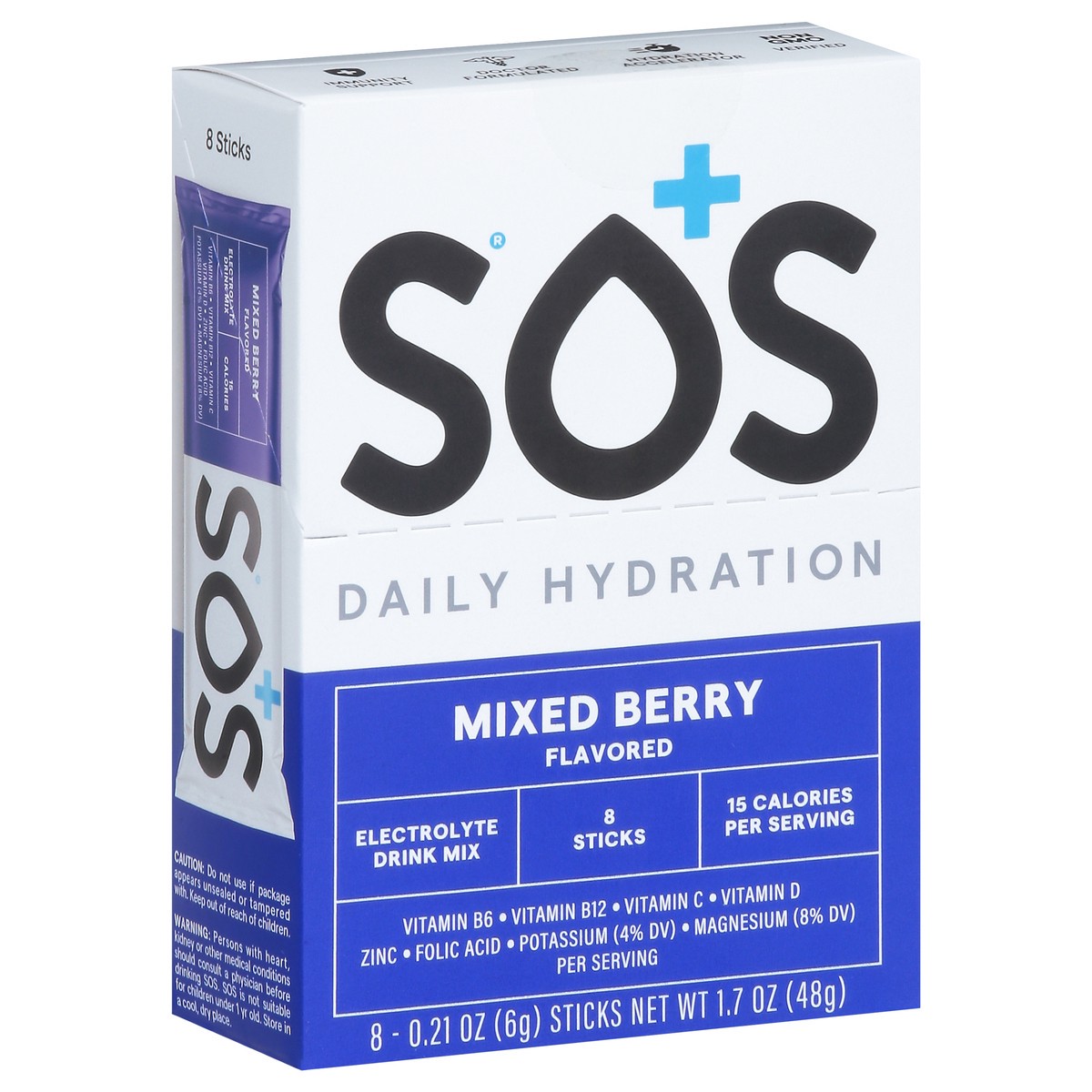 slide 2 of 9, S.O.S. Daily Hydration Mixed Berry Electrolyte Drink Mix Sticks - 8 ct, 8 ct