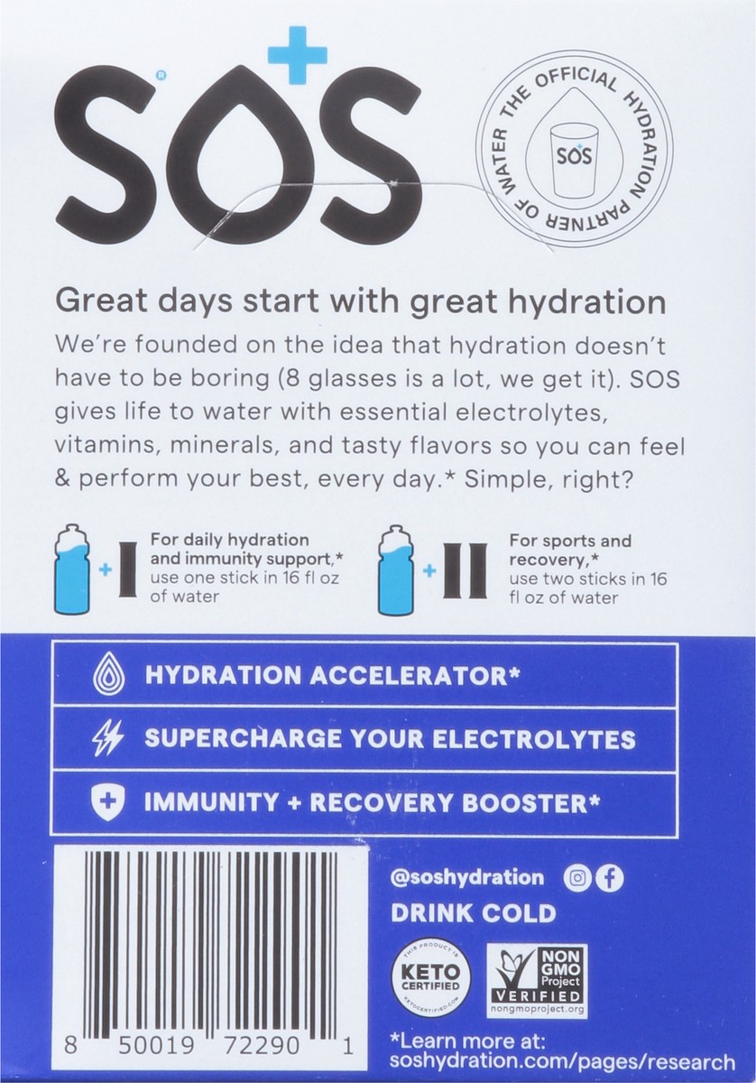 slide 7 of 9, S.O.S. Daily Hydration Mixed Berry Electrolyte Drink Mix Sticks - 8 ct, 8 ct
