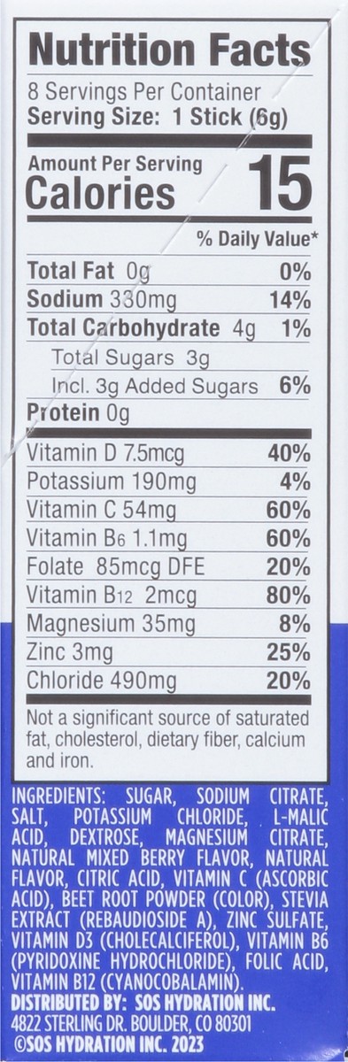 slide 8 of 9, S.O.S. Daily Hydration Mixed Berry Electrolyte Drink Mix Sticks - 8 ct, 8 ct