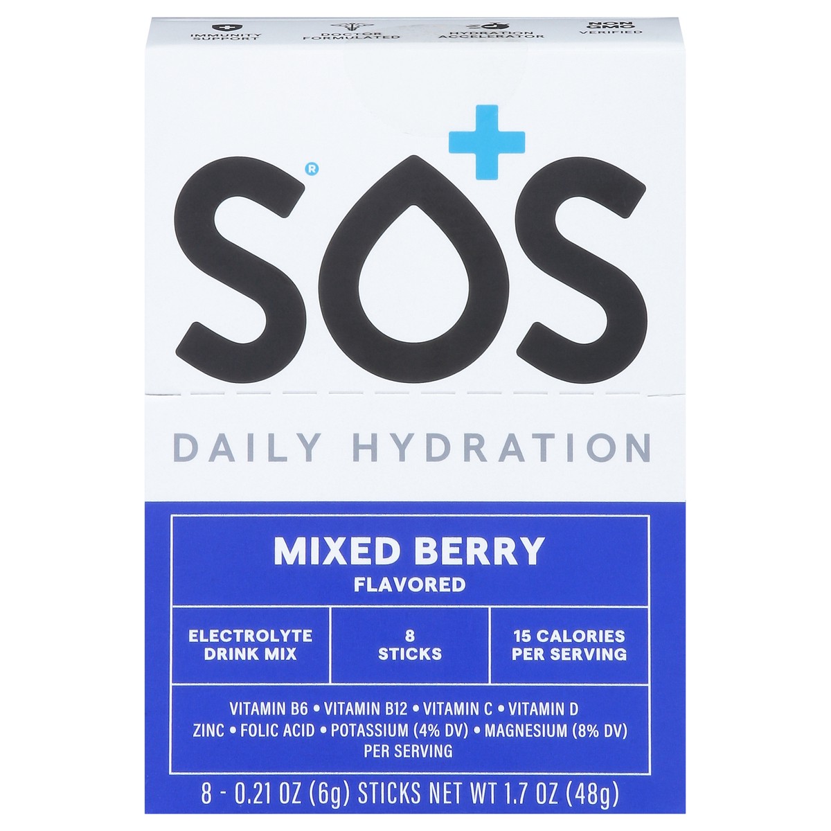 slide 1 of 9, S.O.S. Daily Hydration Mixed Berry Electrolyte Drink Mix Sticks - 8 ct, 8 ct