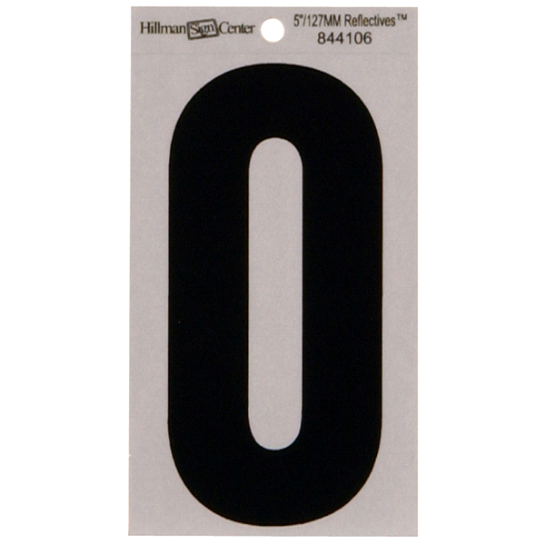 slide 1 of 1, Hillman Black and Silver Reflective Adhesive Number 0, 1 ct