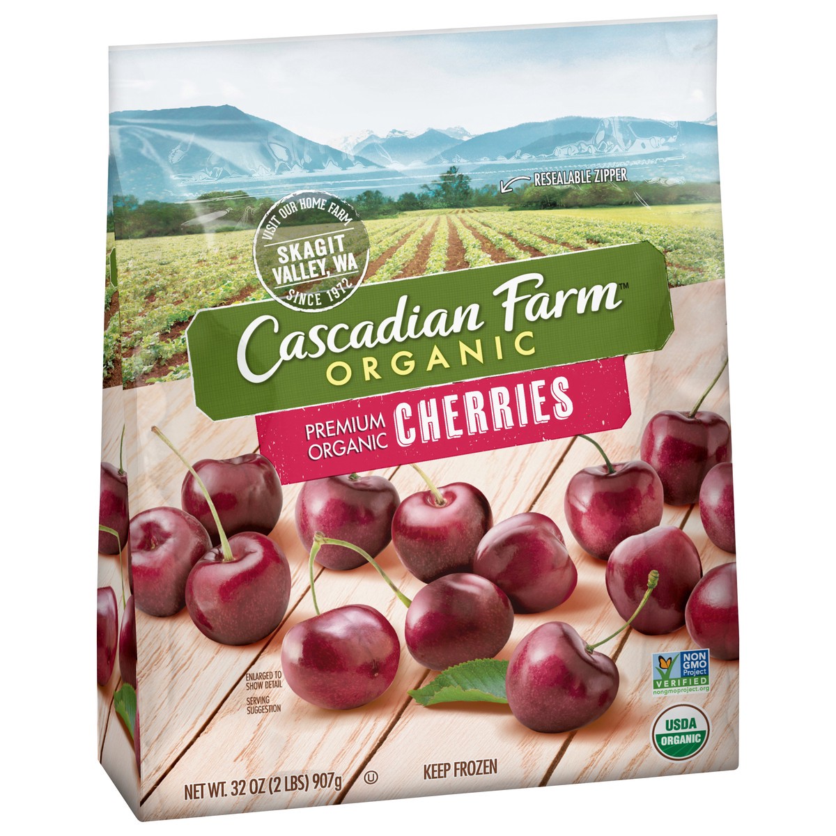 slide 6 of 9, Cascadian Farm Organic Cherries, Organically Farmed Fen Fruit, Non-GMO, 32 oz