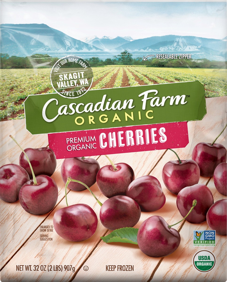 slide 1 of 9, Cascadian Farm Organic Cherries, Organically Farmed Fen Fruit, Non-GMO, 32 oz